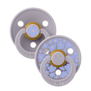 BIBS Colour Natural Rubber Pacifier Pack of 2 – Jasmine Latex Size 1 Fossil Grey Mix