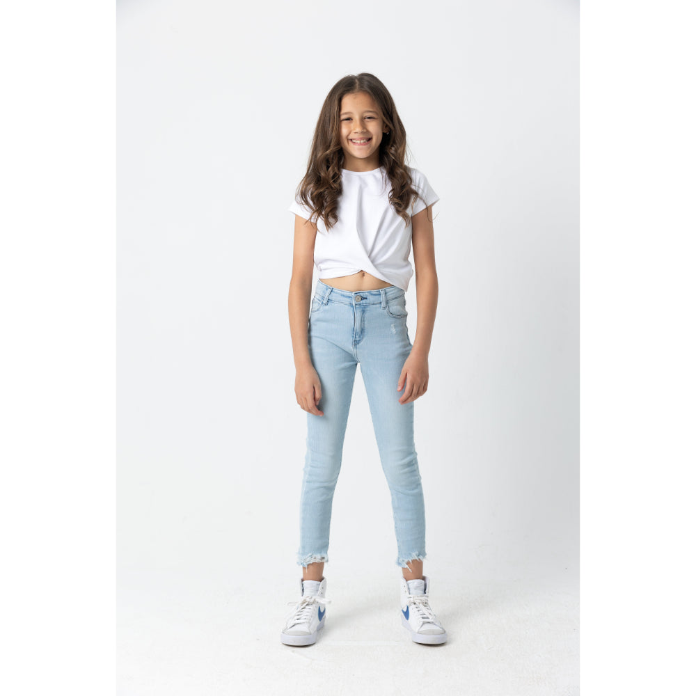 Girls Ripped Jeans - Light Blue