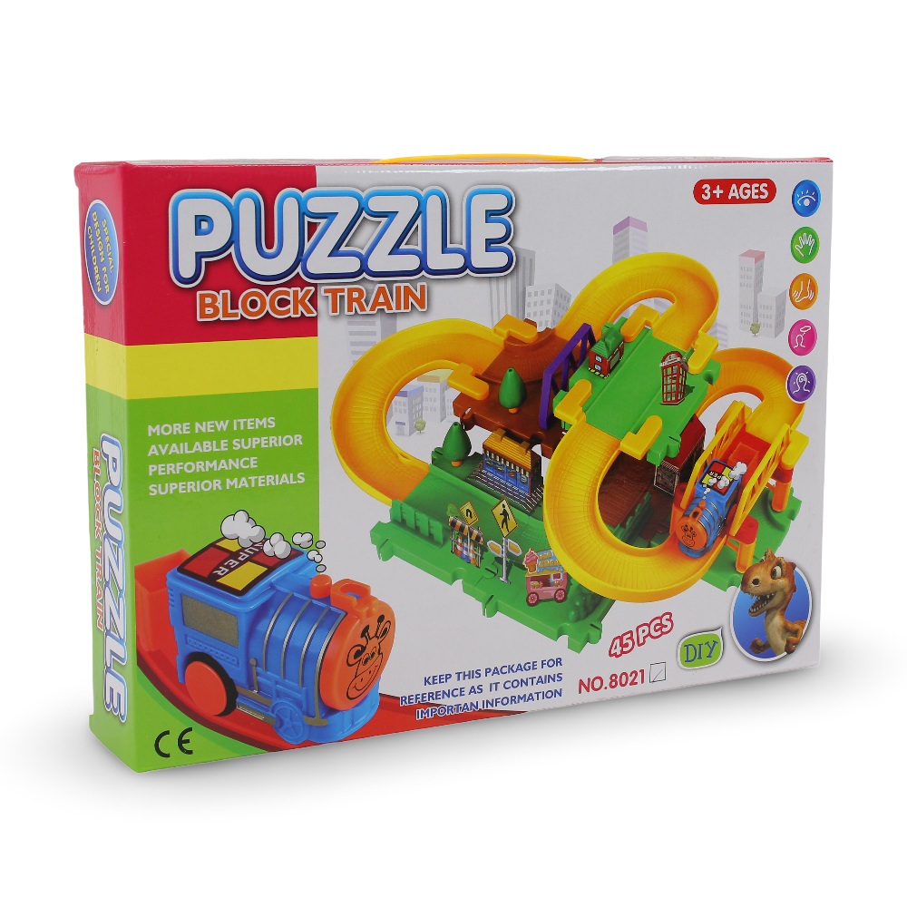 Puzzle Block Train Building Toy Set - 45 Pcs