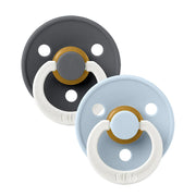 BIBS Colour Glow in the Dark Pacifier (Pack of 2) – Latex Size 1 Iron/Baby Blue 0m+