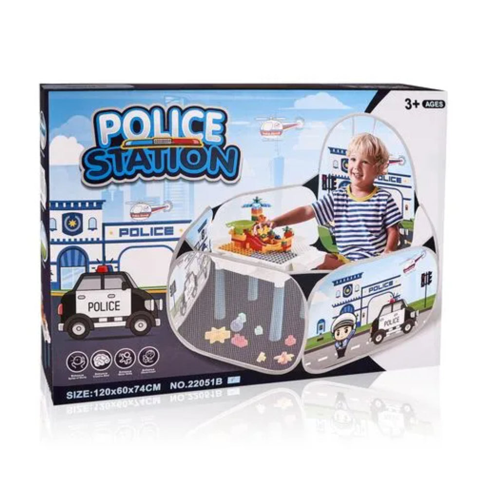 Police Station Tent with Building Blocks