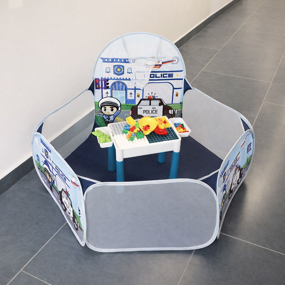 Police Station Tent with Building Blocks