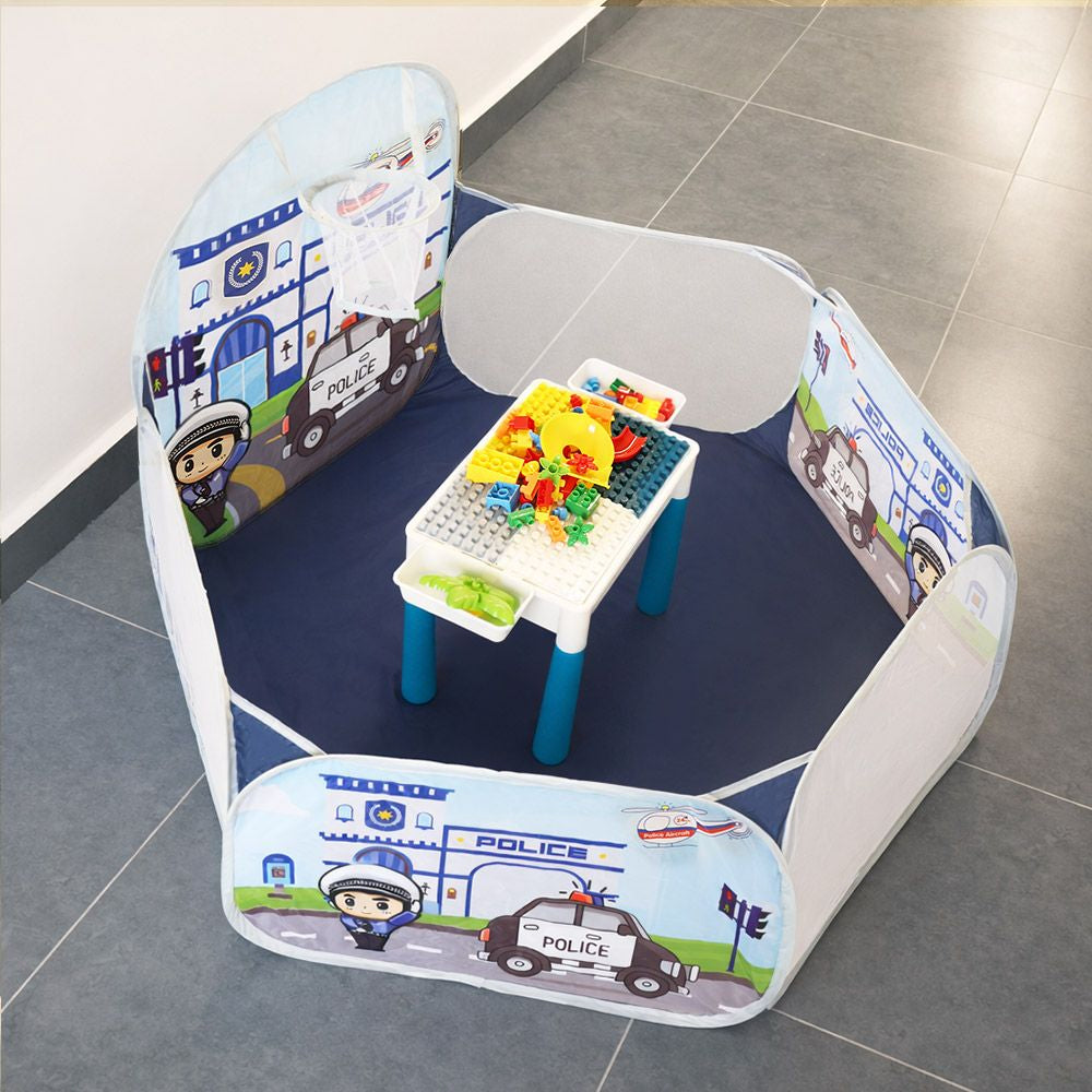 Police Station Tent with Building Blocks
