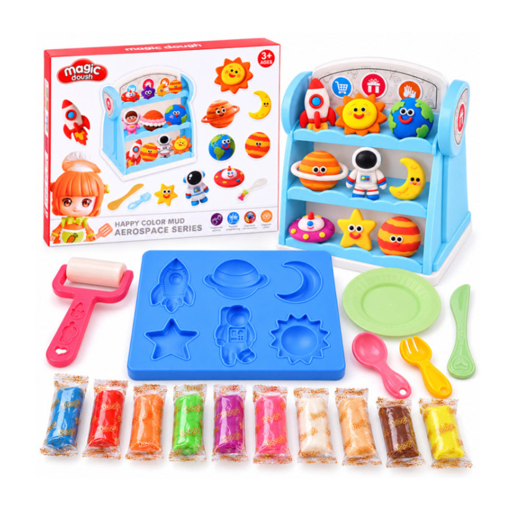 Space Magic Dough Display Stand for Kids with Molds & Tool