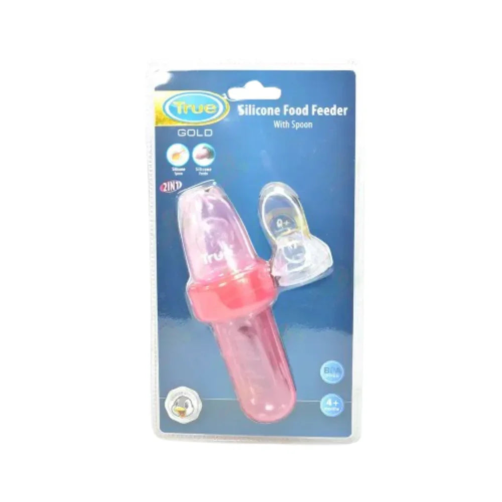 True Gold Silicone Feeder 2-in-1 with Spoon – Pink