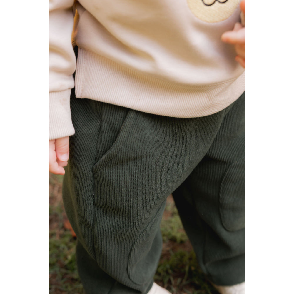 Baby Boys Cotton 2-Piece Outfit Set – Beige/Olive with Teddy Bear Print