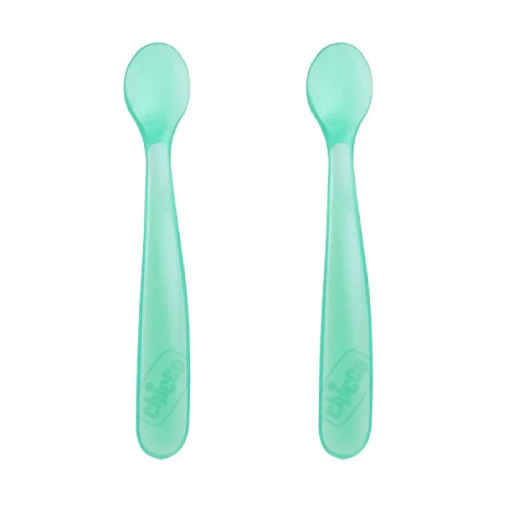 Chicco Soft Silicone Spoon 6M+ Pack of 2 - Baby Essentials