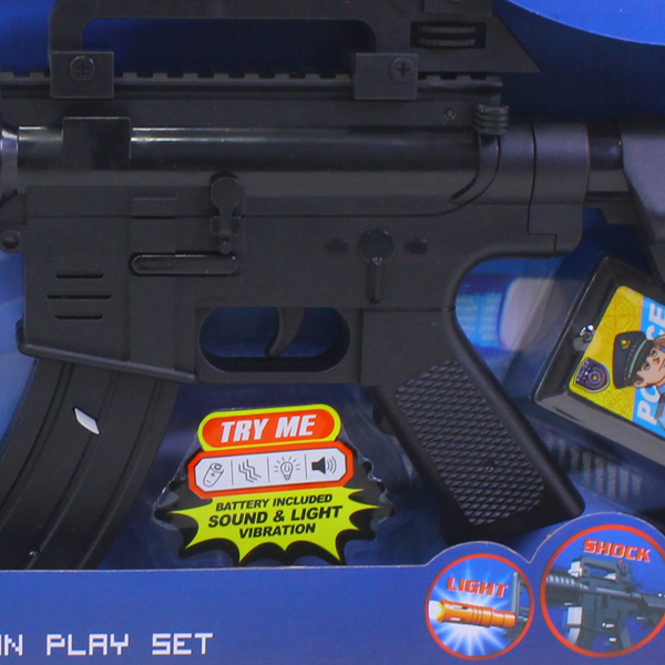 Police Force Toy Rifle Set with Sound & Light, Headset & Accessories – Black