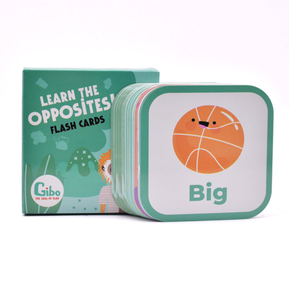 Nilco Gibo Flash Cards themed "Learn the Opposites"