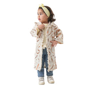 Ramadan Baby Girls Linen Hooded Kaftan – Off-White with Letters Print