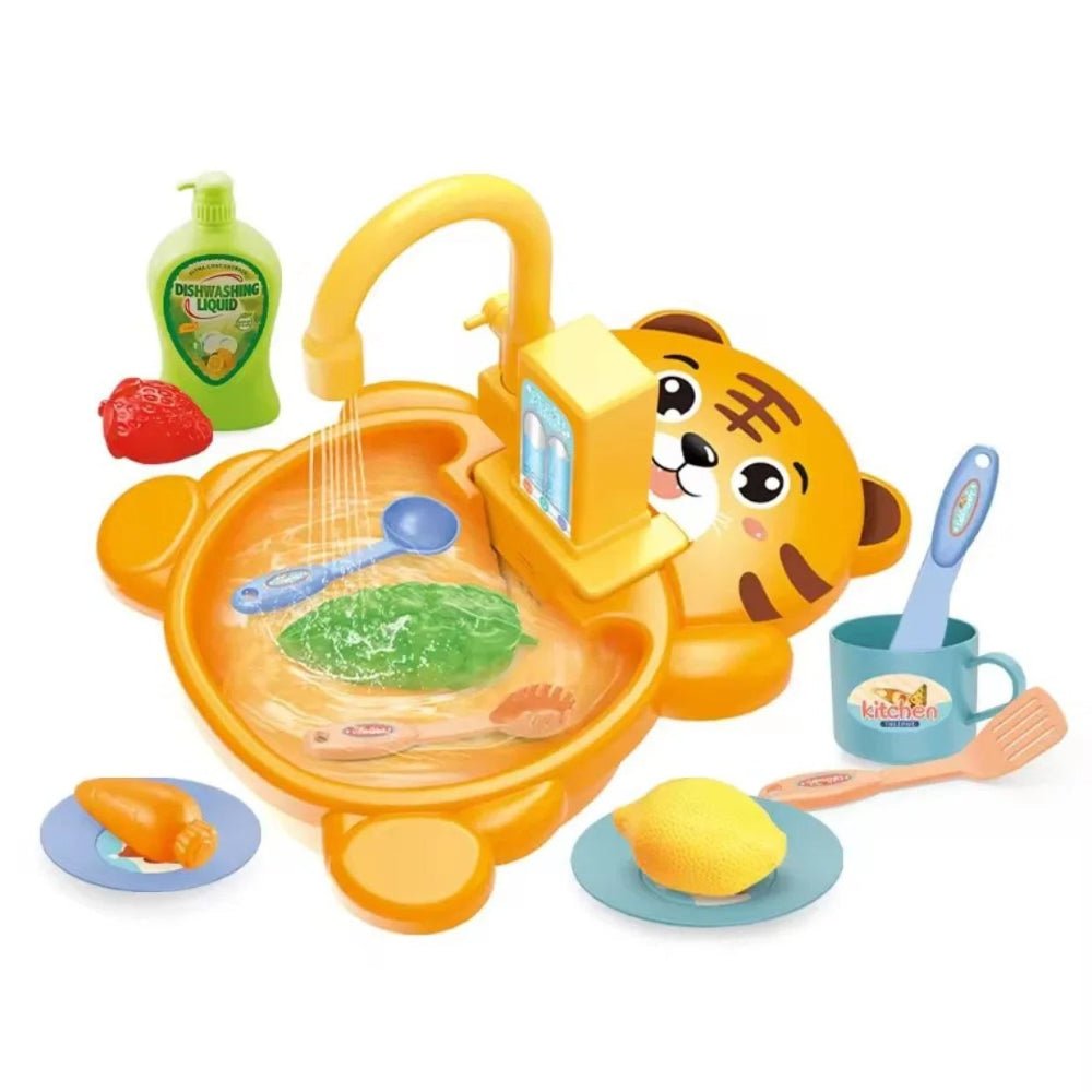 Children's Electric Kitchen Sink Toy Set – 14 Pcs
