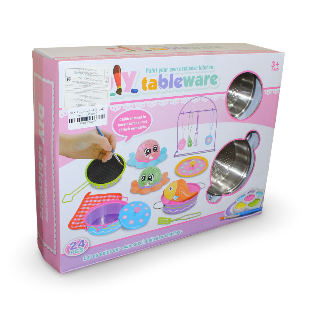 Stainless Steel Cookware Playset with Food Accessories & Coloring Set - Toys - OKO
