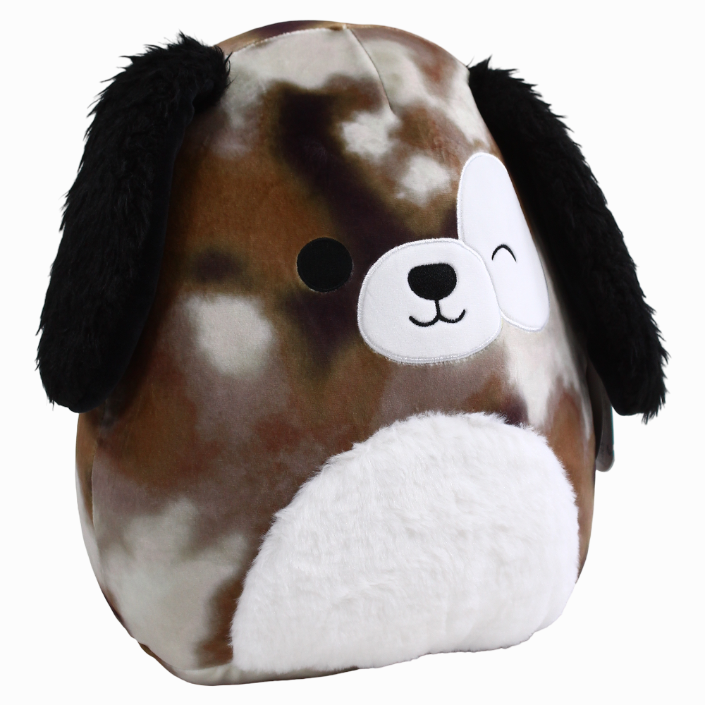 Squishmallows Buddy Squad 12 Inches -  Zerdan the Winking Brown Marbled Dog with White Spotted Eye