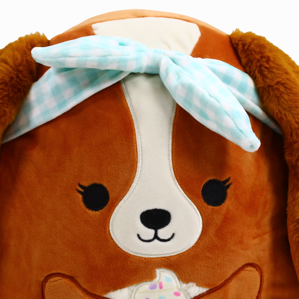 Squishmallows Seasonal Squad Darcy the Brown Dog with Blue Bandana Holding a Cupcake