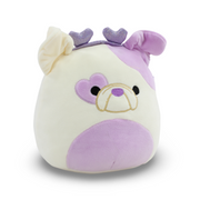 Squishmallows Danielle the Bulldog Plush Toy Lavender Headband with Sparkling Purple Hearts