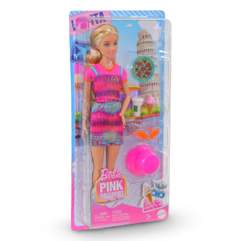 Mattel Barbie Pink Passport Italy Doll Set – Clothes & Accessories and Food Pieces
