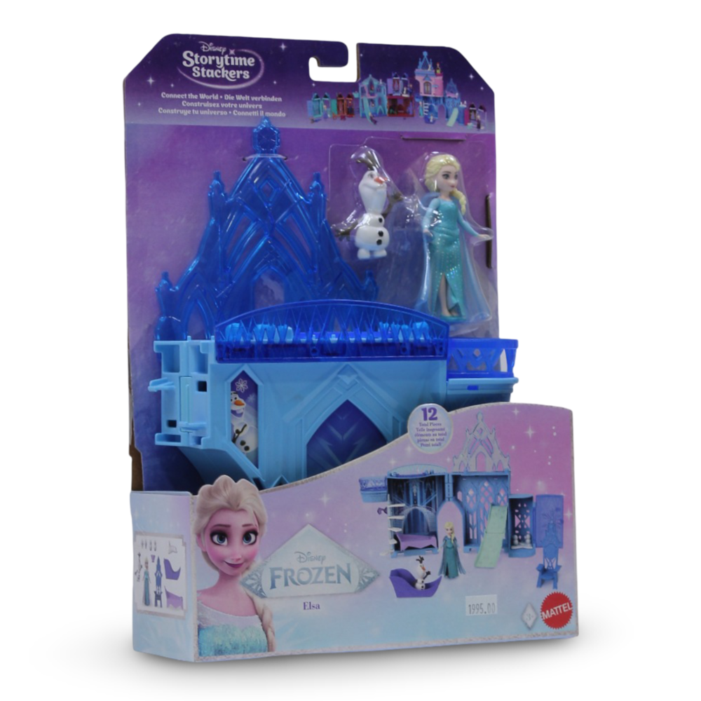 Mattel Disney Frozen Elsa Stacking Castle Dollhouse Playset with Small Doll – 8 Pcs