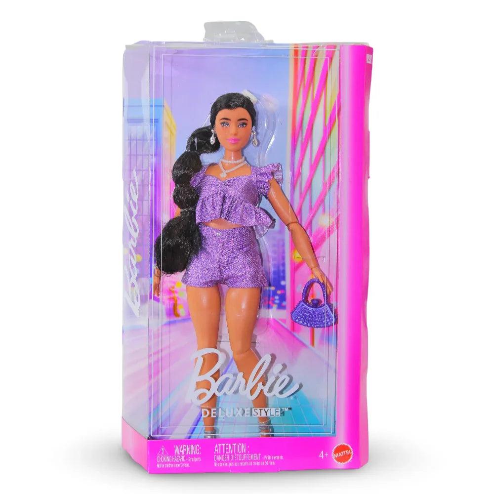 Mattel Barbie Deluxe Style Fashion Doll – Metallic Purple Outfit and Accessories