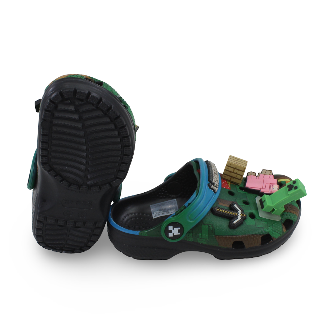 Unisex Kids Rubber Crocs – Green with Minecraft Design