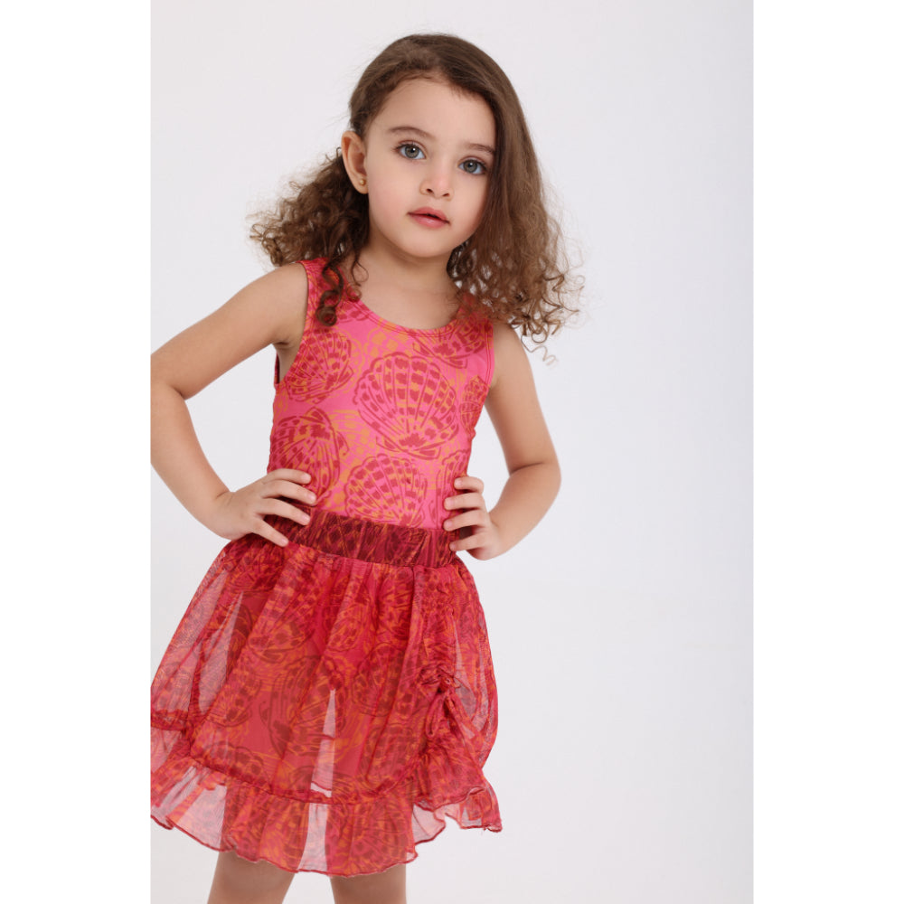 Baby Girls Tulle Cash Mayo – Maroon Printed