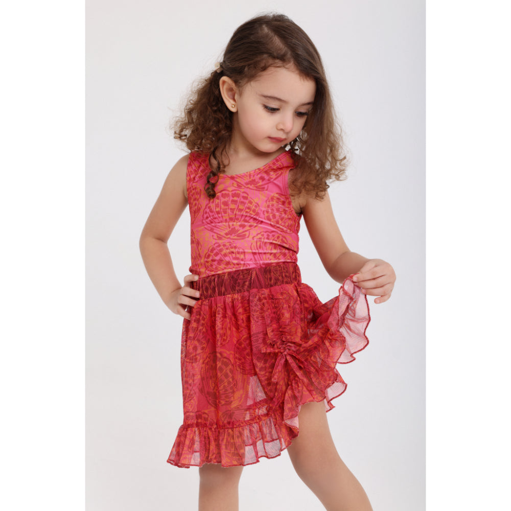 Baby Girls Tulle Cash Mayo – Maroon Printed