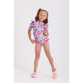 Girls 2-Piece Swimsuit – Pink with Marine Life Print