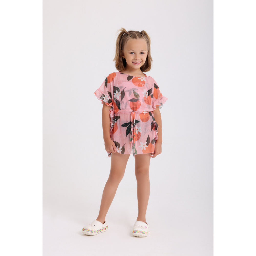 Girls Tulle Cover-Up – Pink Printed - Clothing - Playmore