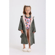 Girls Waterproof Swim Robe – Olive with Polka Dot Pattern