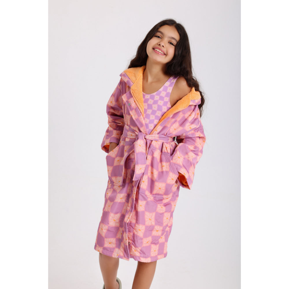 Girls Waterproof Swim Robe – Dustypink & Purple Karuh - Clothing - Playmore