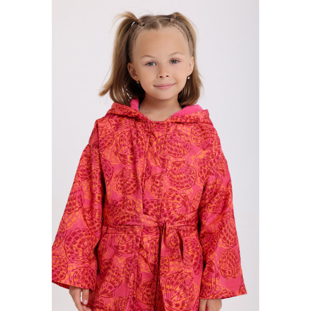 Girls Waterproof Swim Robe – Maroon Printed