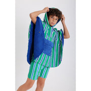 Boys Waterproof Poncho – Green & White Striped