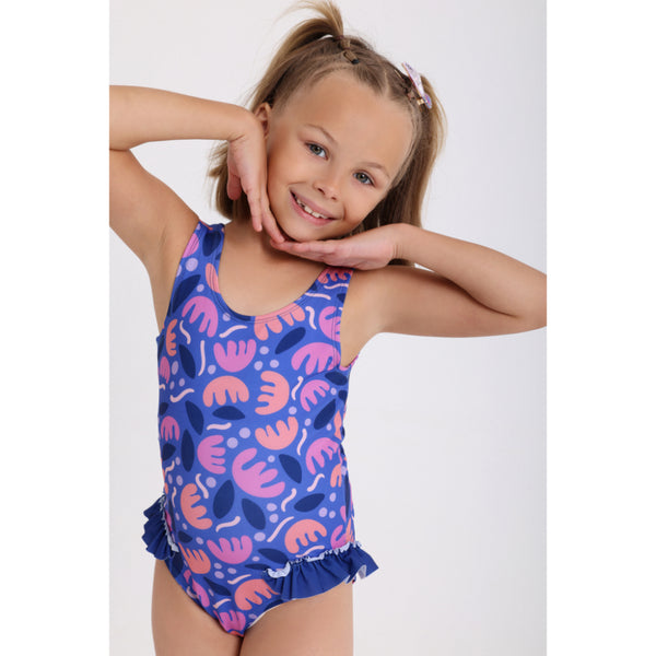 Girls One-Piece Swimsuit – Purple Printed