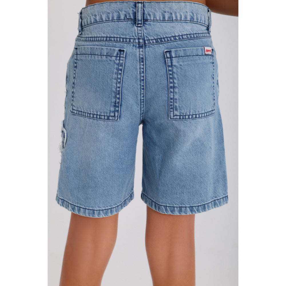 Girls Denim Shorts – Flowers Embroidery