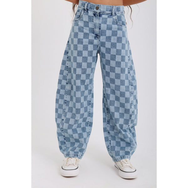 Unisex Checkered Denim Pants