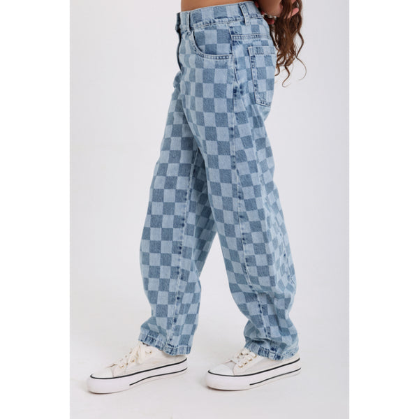 Unisex Checkered Denim Pants