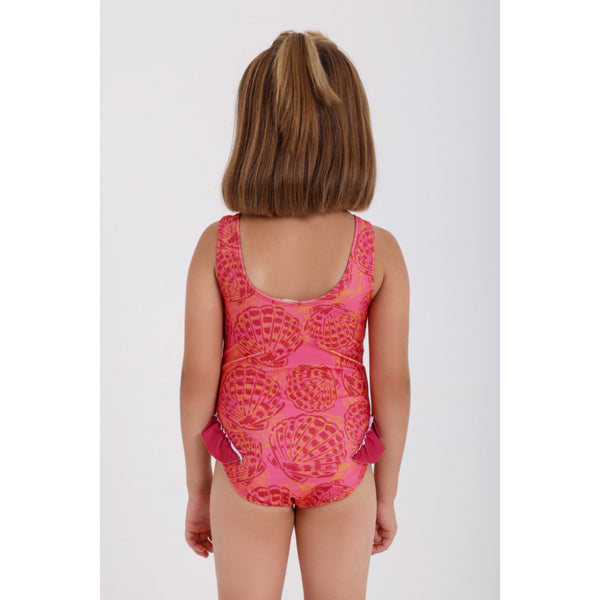 Girls One-Piece Swimsuit – Printed Maroon