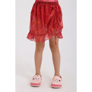 Girls Tulle Cash Mayo – Maroon Printed