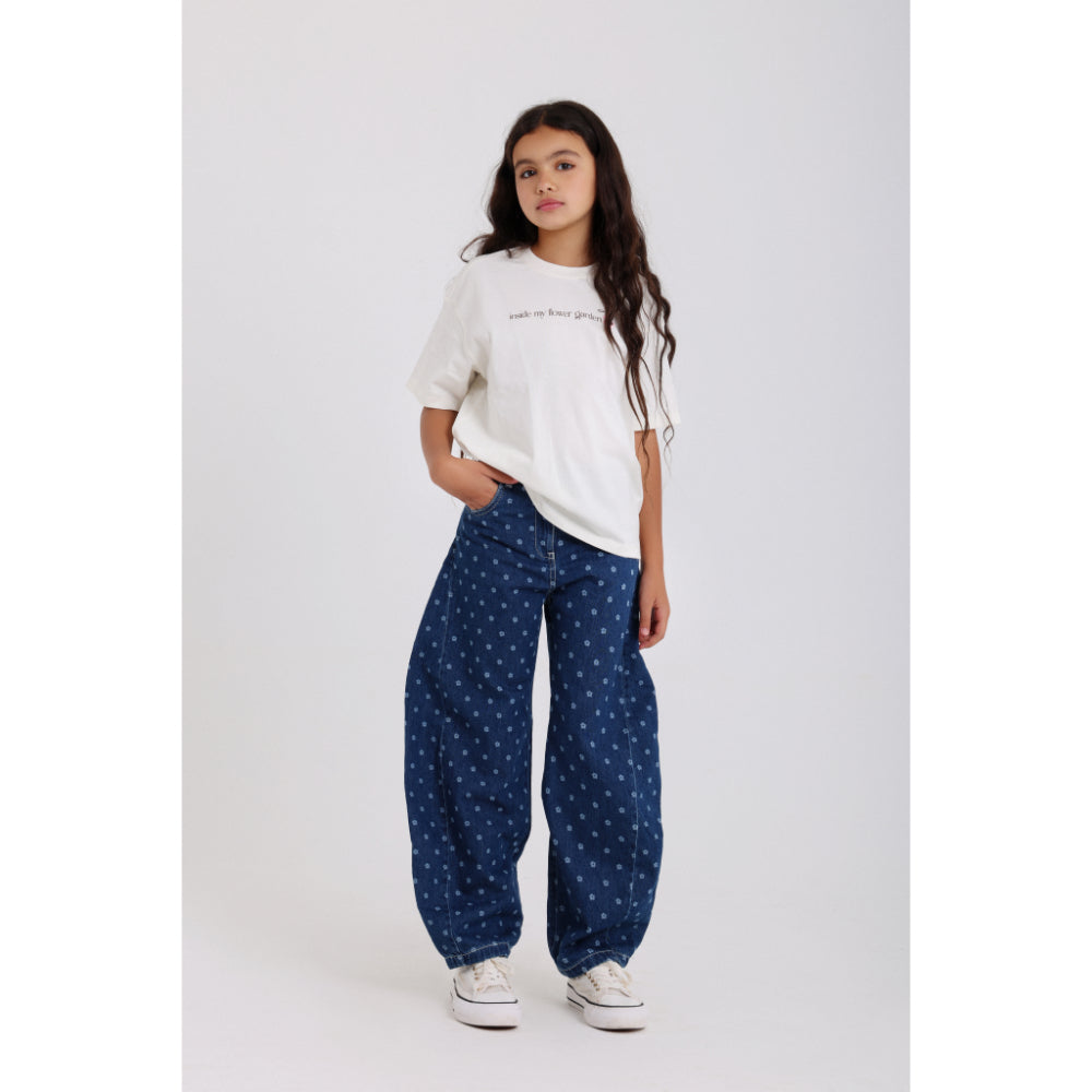 Girls Denim Pants – Floral Print - Clothing - Playmore