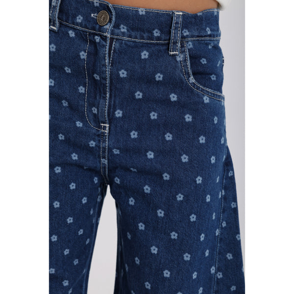 Girls Denim Pants – Floral Print