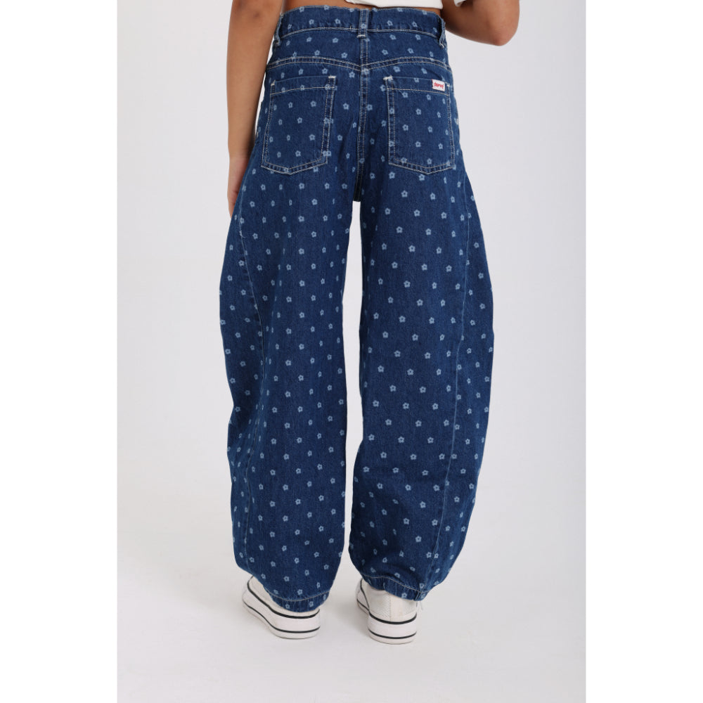 Girls Denim Pants – Floral Print