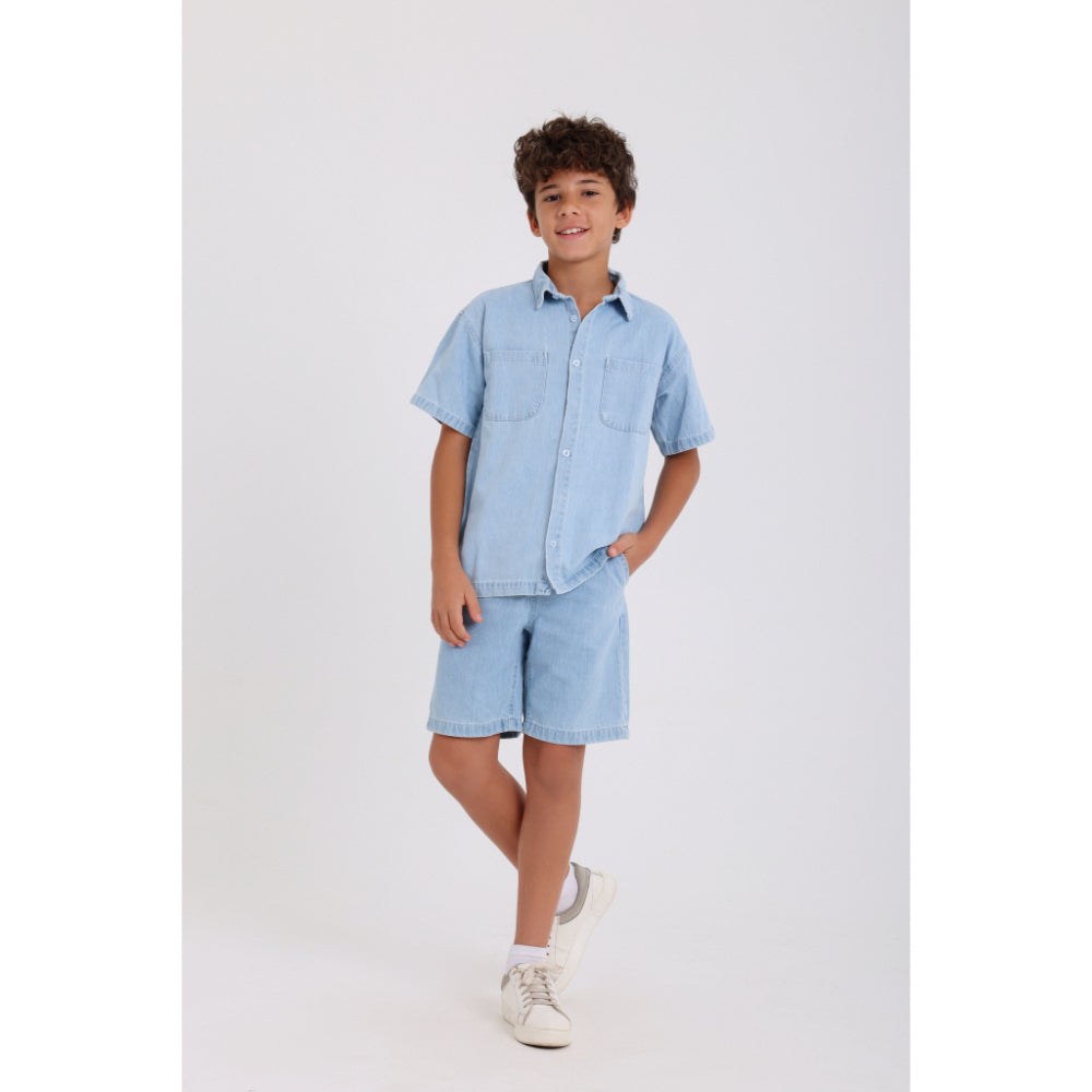 Boys Cotton Denim Shirt – Blue