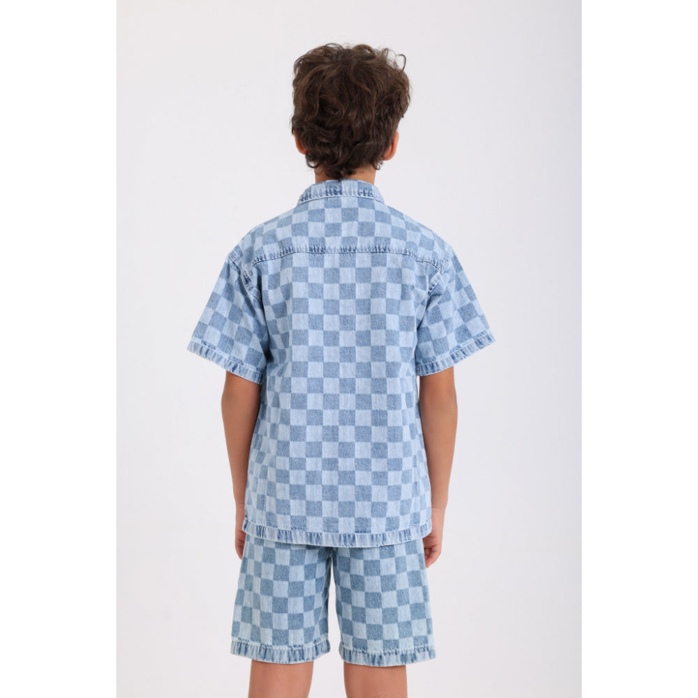 Boys Cotton Denim Karua Shirt – Blue