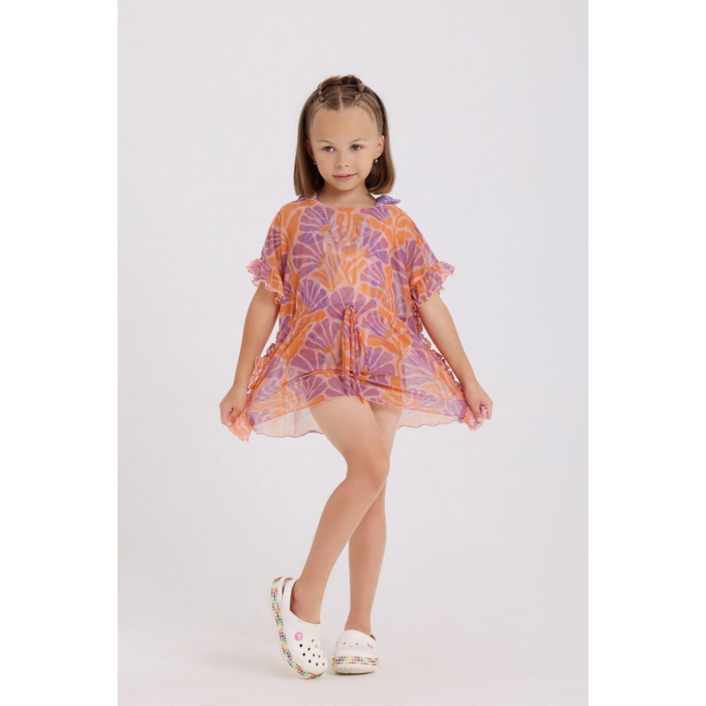 Girls Tulle Cover-Up – Salmon Printed - Clothing - Playmore