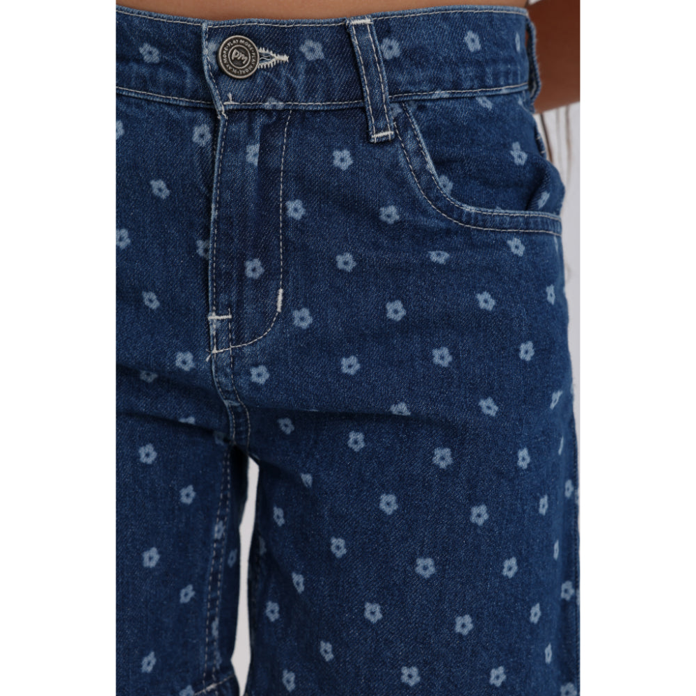 Girls Denim Short – Floral Print
