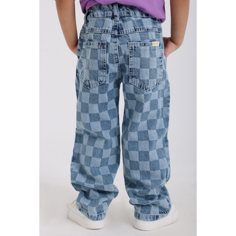 Unisex Checkered Denim Pants