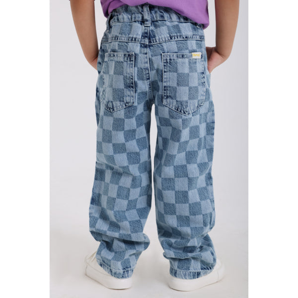 Unisex Checkered Denim Pants