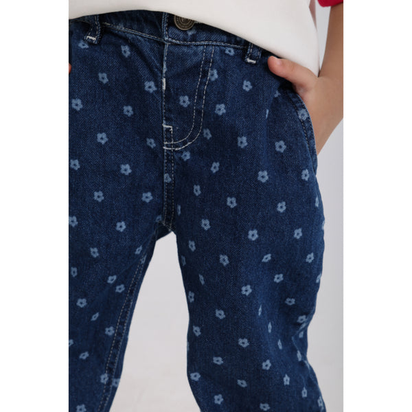 Baby Girls Denim Pants – Floral Print