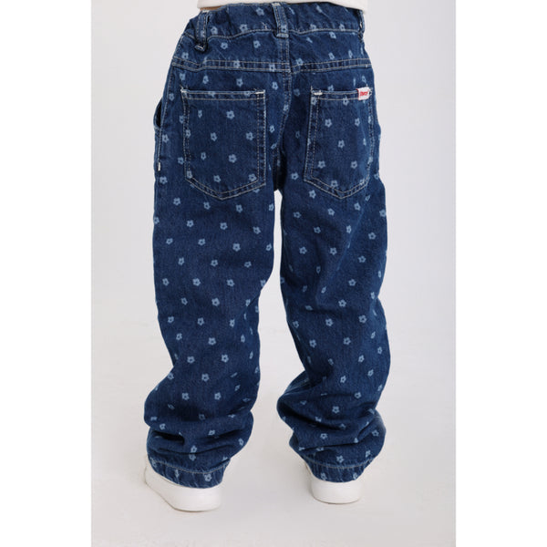 Baby Girls Denim Pants – Floral Print