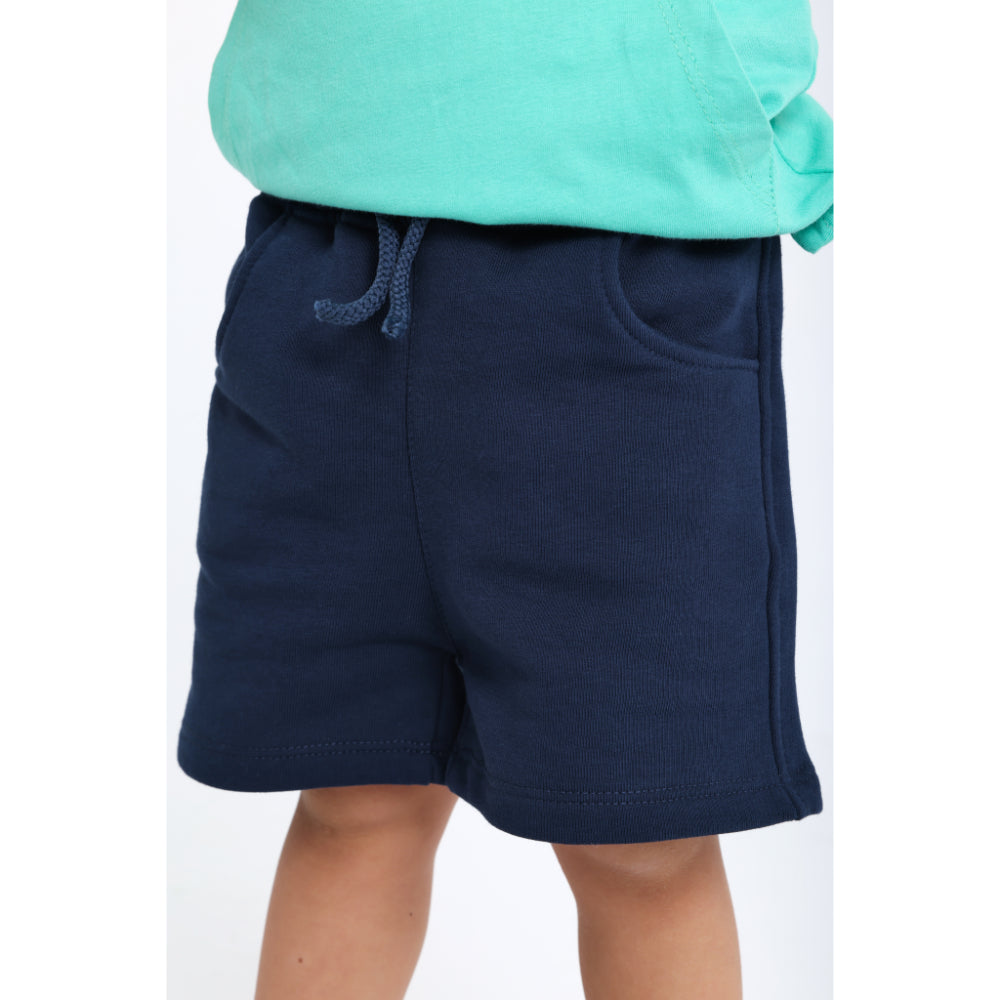 Unisex Navy Cotton Shorts