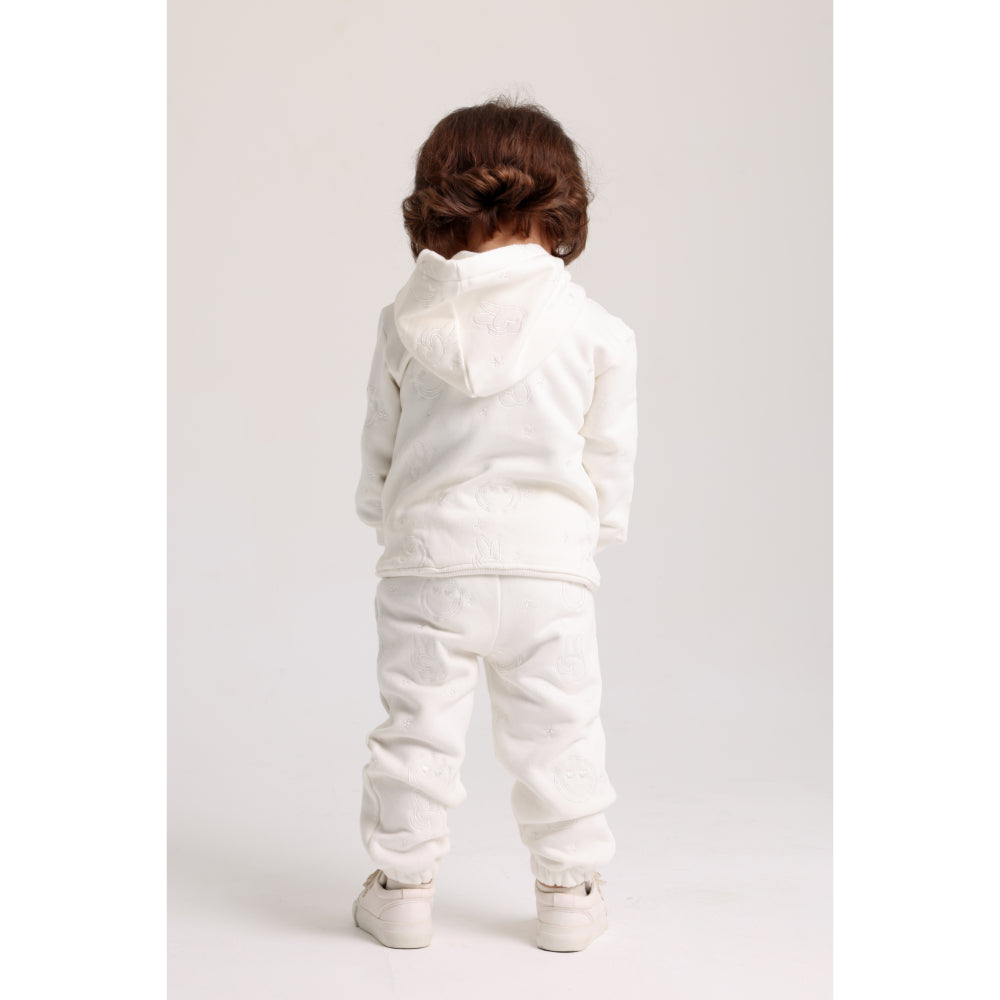 Baby Girls Cotton 2-Piece Outfit Set – Off-White with Smiley Faces